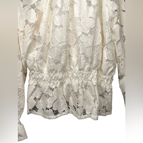Marc New York | NWT Cream Long Sleeve Peplum Lace Top Sz M - Picture 3 of 7